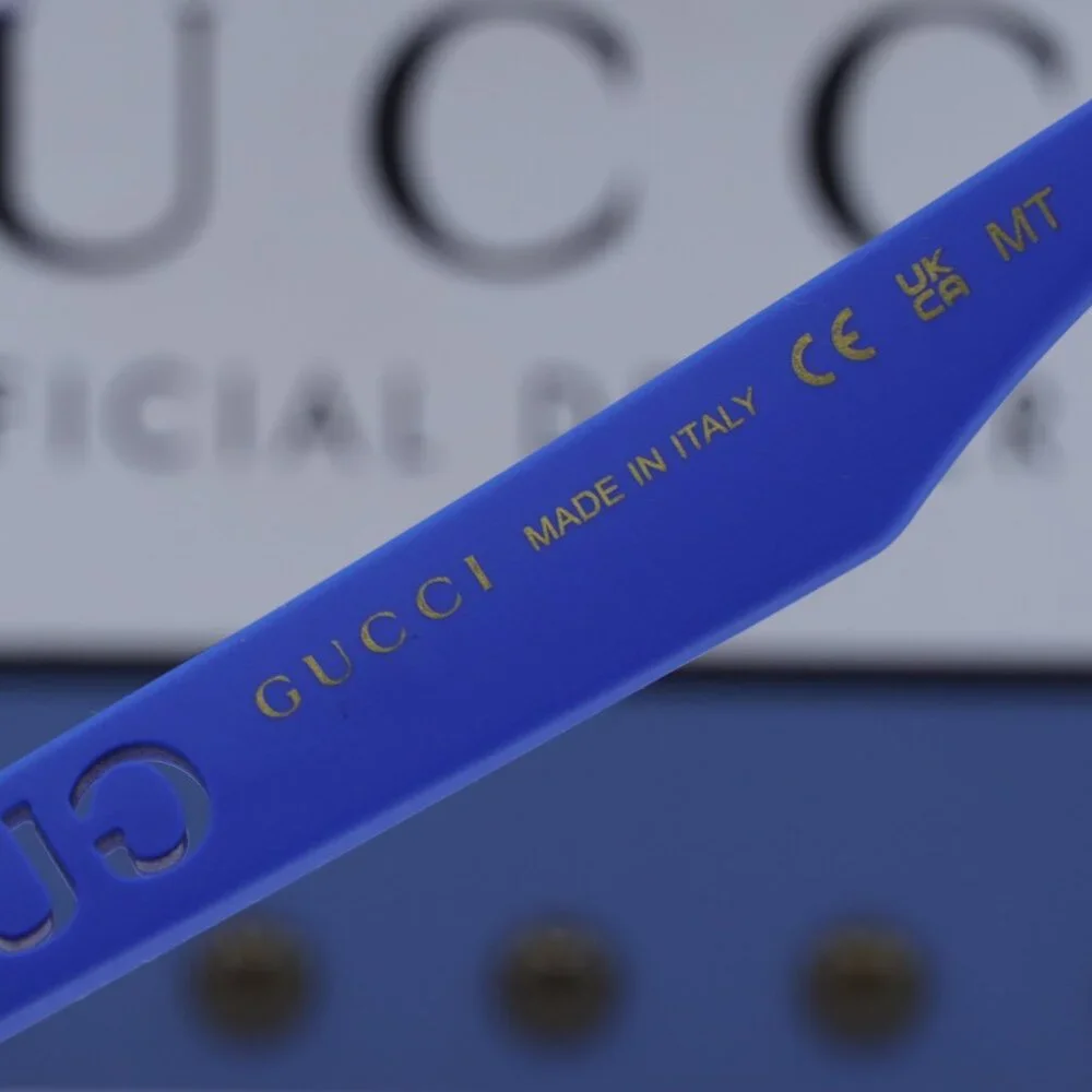 Gucci GG1570S 004 Square Sunglasses - Blue/Bronze & Blue with GG Pattern